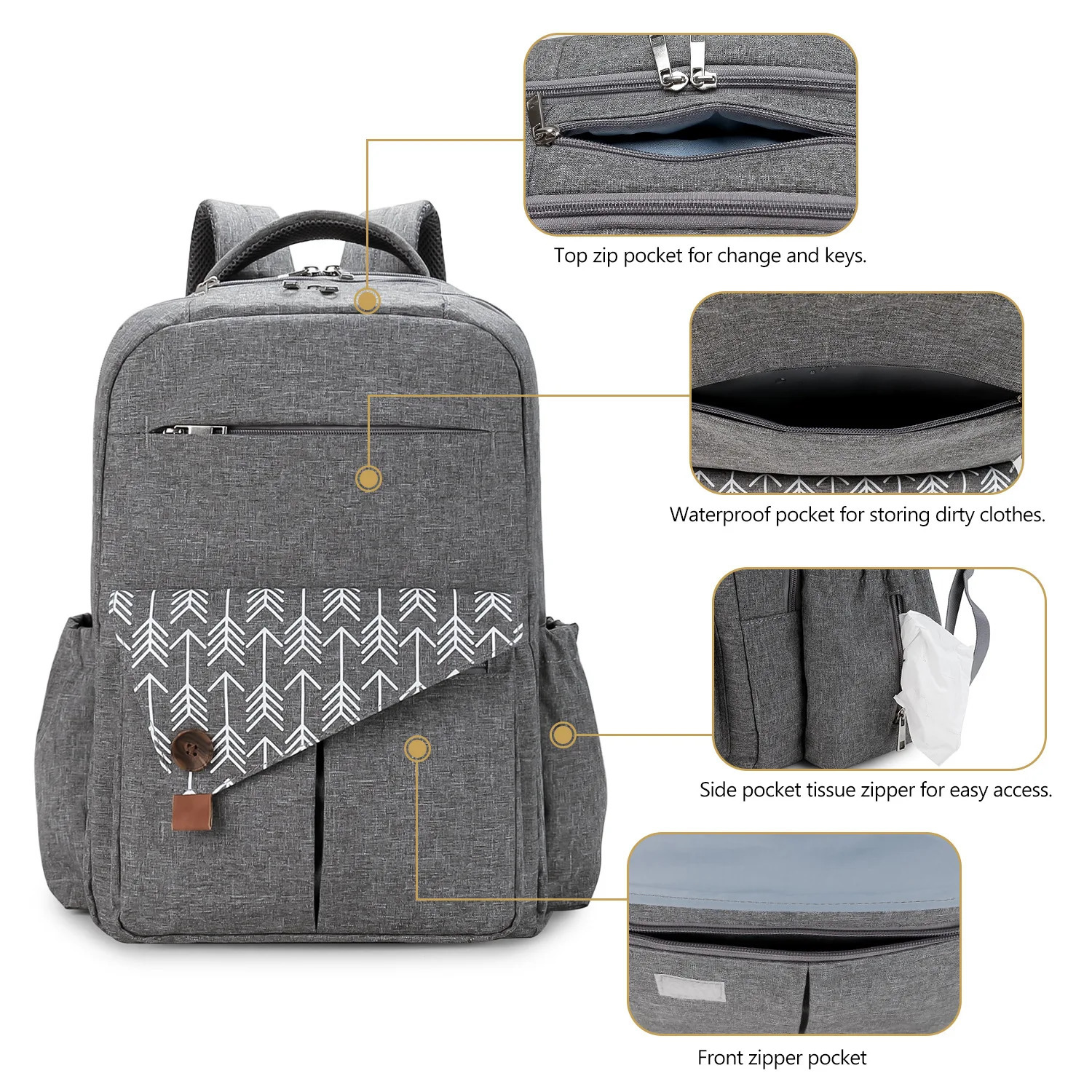 Baby diaper bag baby diaper bag multifunctional waterproof travel backpack 250304