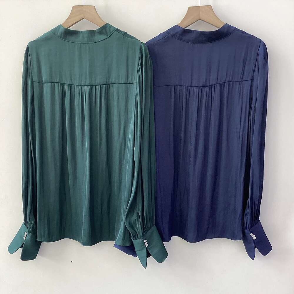 Solid Graphic Print Women Shirt Summer V-Neck Long Sleeve Buttons Lady Pullover Classic Casual Femme Top 2025