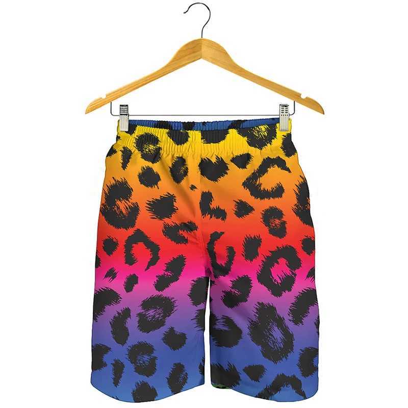 Streetwear Hip Hop Style Shorts For Men 3D Printing Unique Leopard Short Pants Animal Skin Pattern Summer Harajuku Board ShortsT250304