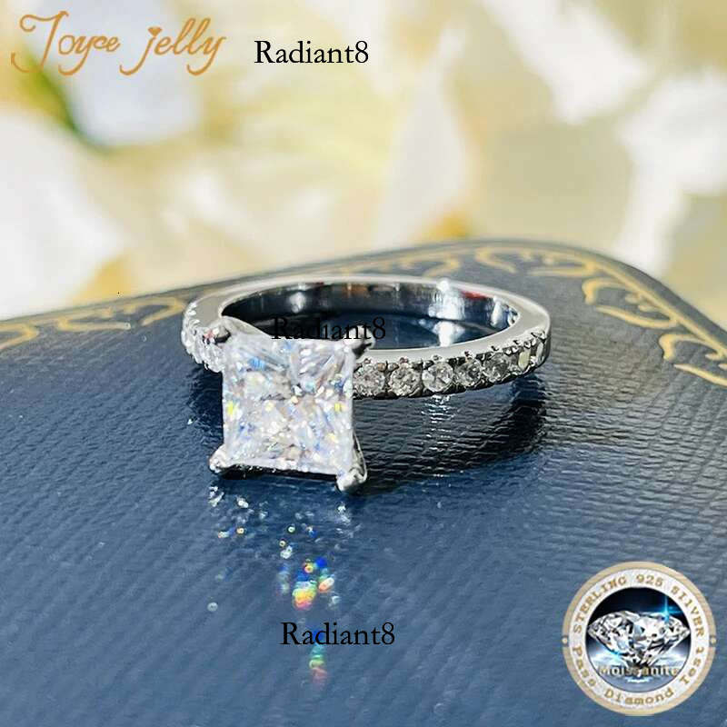 Certified Princess Moissanite Engagement Ring 1.2ct Colorless VVS Dia Bridal Proposal Rings Sterg Sier Weddig Band