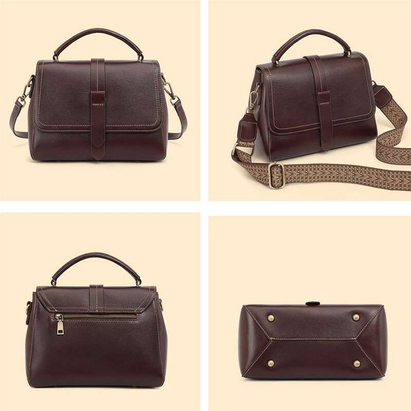 Cowhide Genuine Leather Shoulder Crossbody Bags For Women Trend Designer Large Capacity Satchel Ladies Handbags