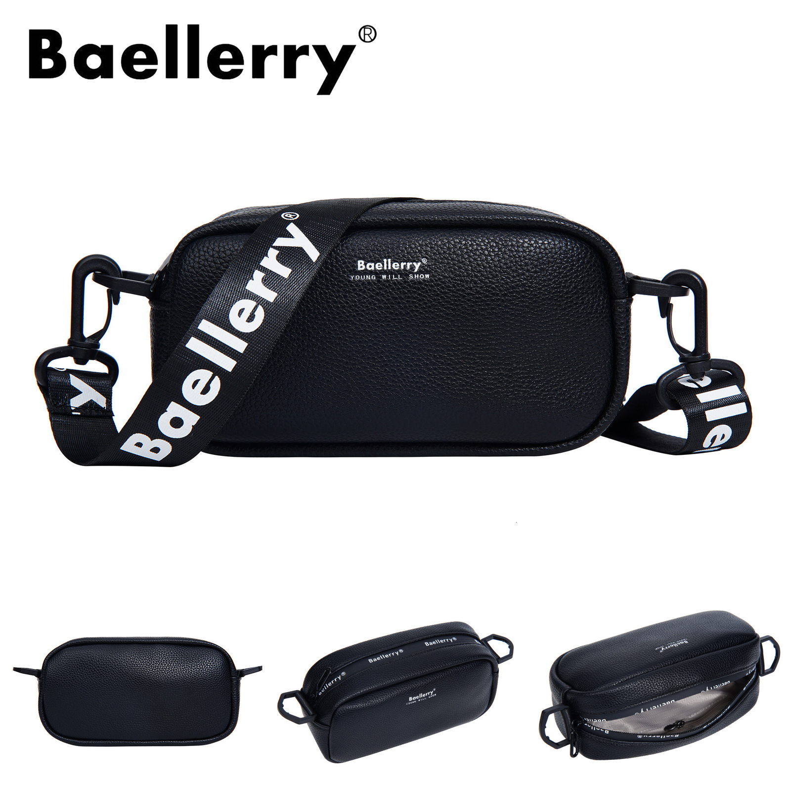Baellerry womens wallet fashionable lychee pattern solid color shoulder bag large capacity high-end small square bag 250304