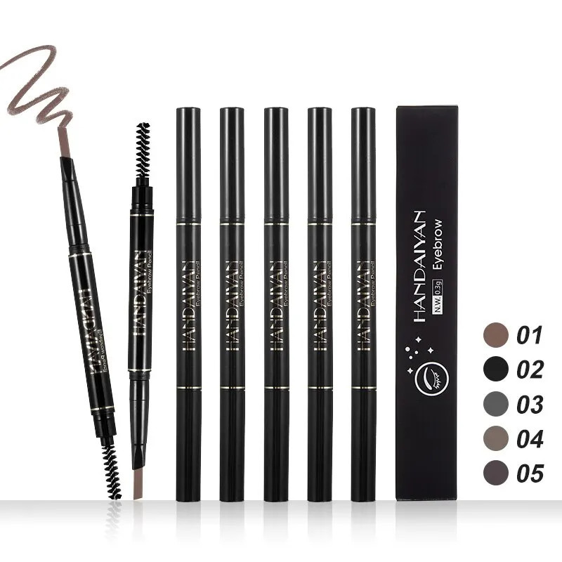 HANDAIYAN Eyebrow Pencil Automatic Rotating Double Head Long Lasting Natural Waterproof 5 Color Triangle Eyebrow Pen Make Up 250222