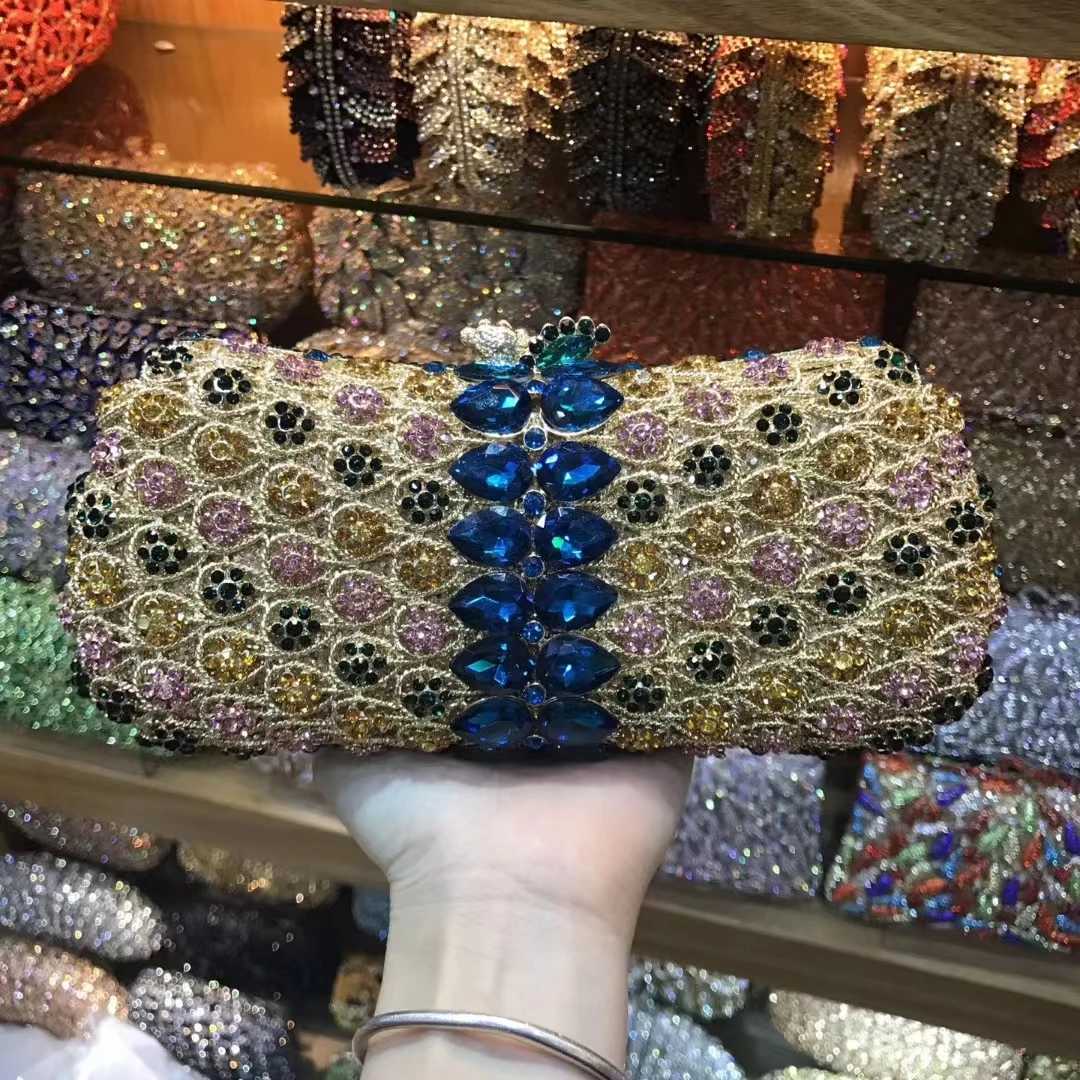 XIYUAN Gold/Grey/Red/Silver Big Stone Evening Bags Bridal Wedding Rhinestone Clutches Bag Handbags and Purses Party Clutch Purse Z250303