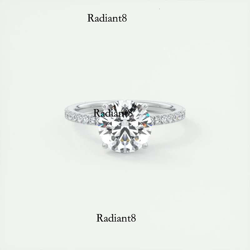 Classic Sterg Sliver Engagement Wedding Promise Ring 8mm 2 Round D-E Moissanite Finger Rings for Women Jewelry GRA