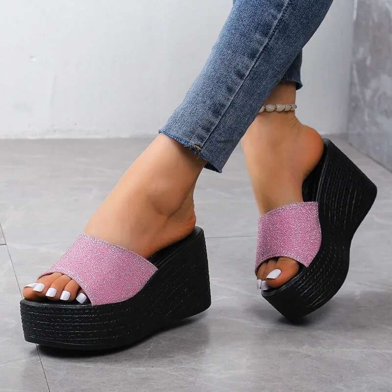 New Sandals 2025 Summer Women Slippers Wedges Platform Beach Flip ps Trend High Heels Ladies Shoes Pumps Thick Slides Mujer