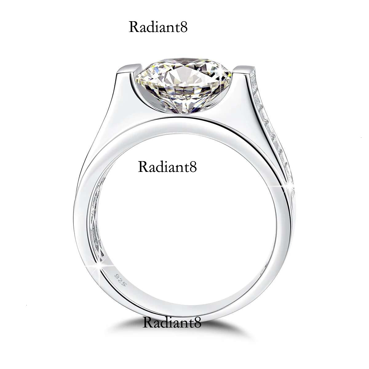 High Quality Real Sier Mens Ring Moissanite 4ct 10mm Round Cut Hip Hop Wedding Jewelry With Certificate Man Engagement Gift