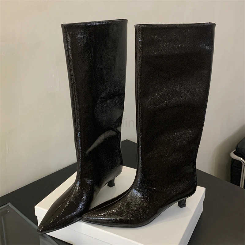 Eilyken Street Style Pointed Toe Wen Knee-High Boots Sexy Fion Slip-On Thin Low H Banquet Party Shoes Z250304