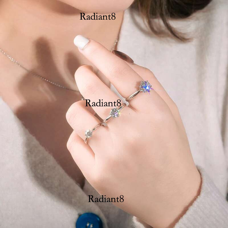Sterg Sier 0.5-3CT Moissanite Ring For Women Resizable 6 Prong Setting D Color GRA Certificate Wedding Jewelry 2022 New