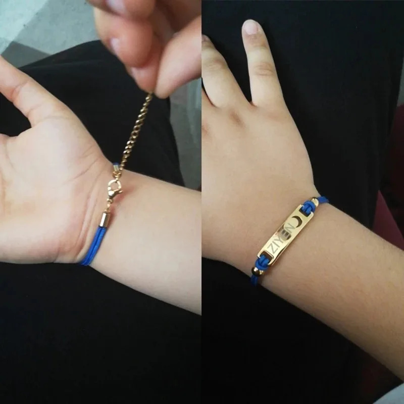 Lateefah Color Rope Childrens Curved Card Engraved Bracelet DIY Personalized Bracelet 250304