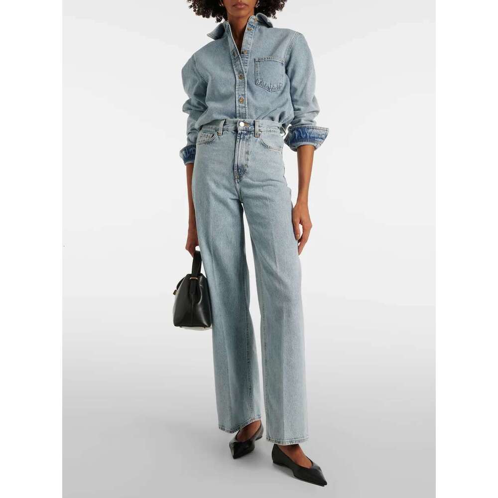 High Quality Women Casual Versatile Long Sleeved Shirt + High Waisted Straight Leg Pants