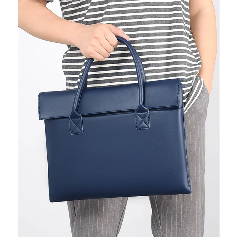 Briefcase Women Executive PU Leather Handbag Office Work Business Commuting Meeting Simple Durable Bag for Man 14 inch Laptop 250228