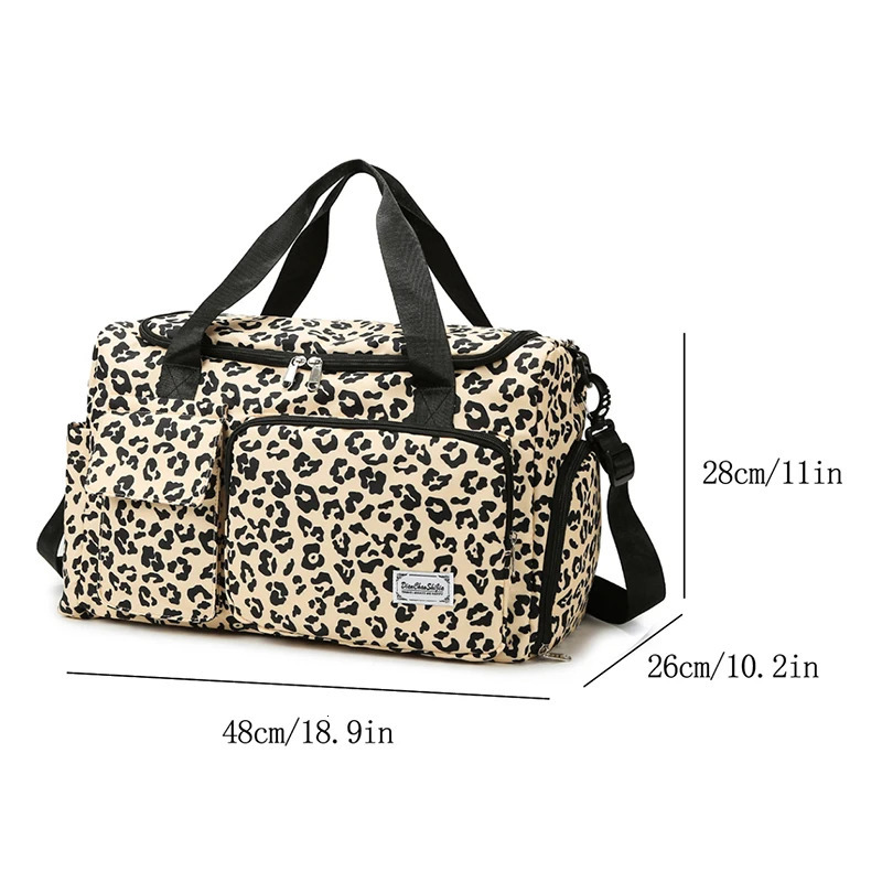 Travel bag womens handbag Leopard Zebra Print waterproof large-sized luggage fitness dry wet separation luggage bag weekend bag 250303