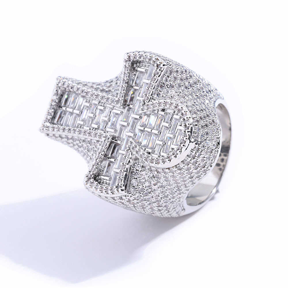 Couple Rings Hip hop zircon cross ring high-end accessory ring mens trendy accessory H25303 NKYL