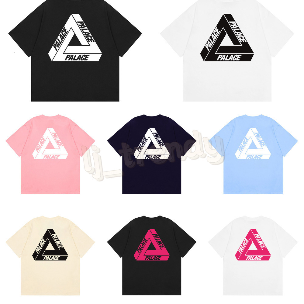 Mens T Shirt Designer Brand Palacetees Sweatshirt Triangle Double Yarn Printed High Street Quality Men's Women's Casual Cotton Short sleeved Streetwear tops a1