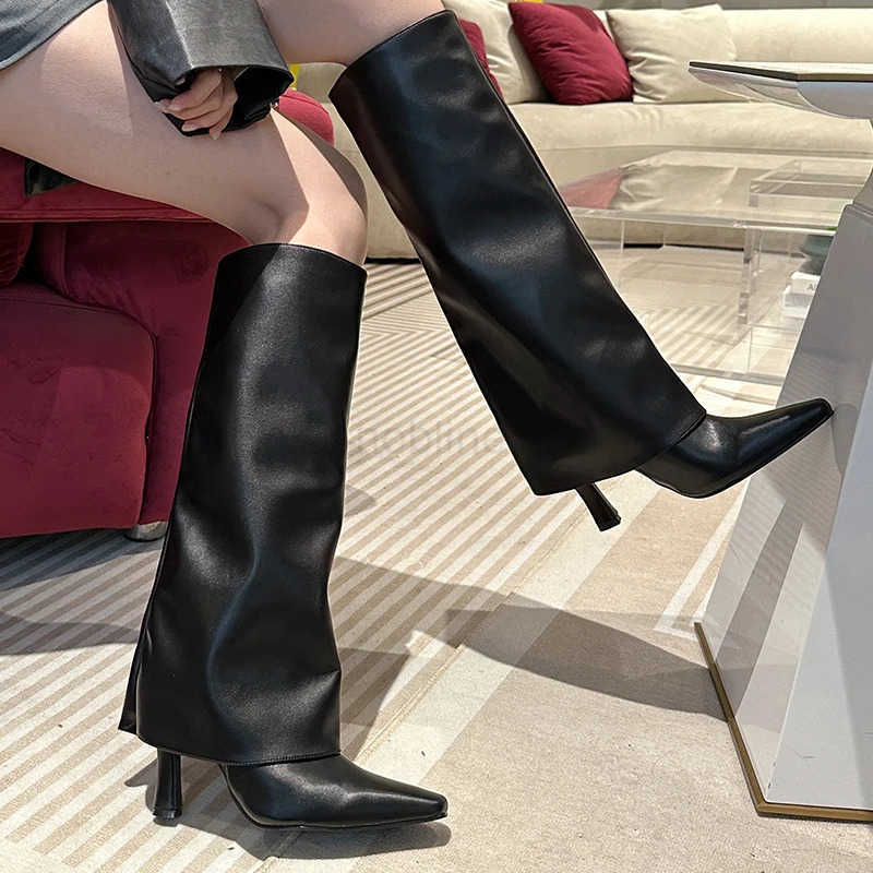 Fion Slip On Long Wen Wern Boots Fem Pumps Footwear New Shoes 2024 Ladies Modern Knee High H Boots Autumn Spring Z250304
