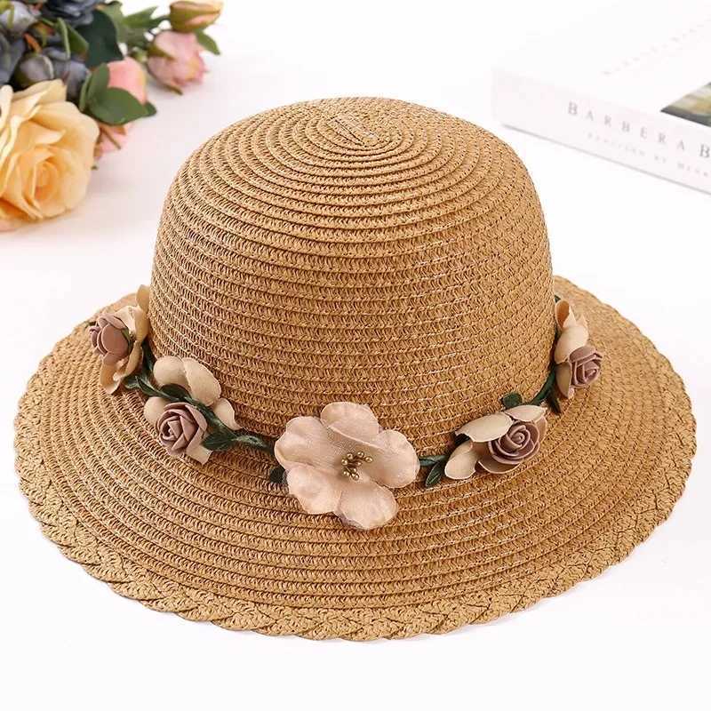 Wreath StrHat Summer Sun Hat Ladies Elegant Hat Female Vintage Hats Str Beach Hat Flower String Woman Hats Beach Str HatXJ250304
