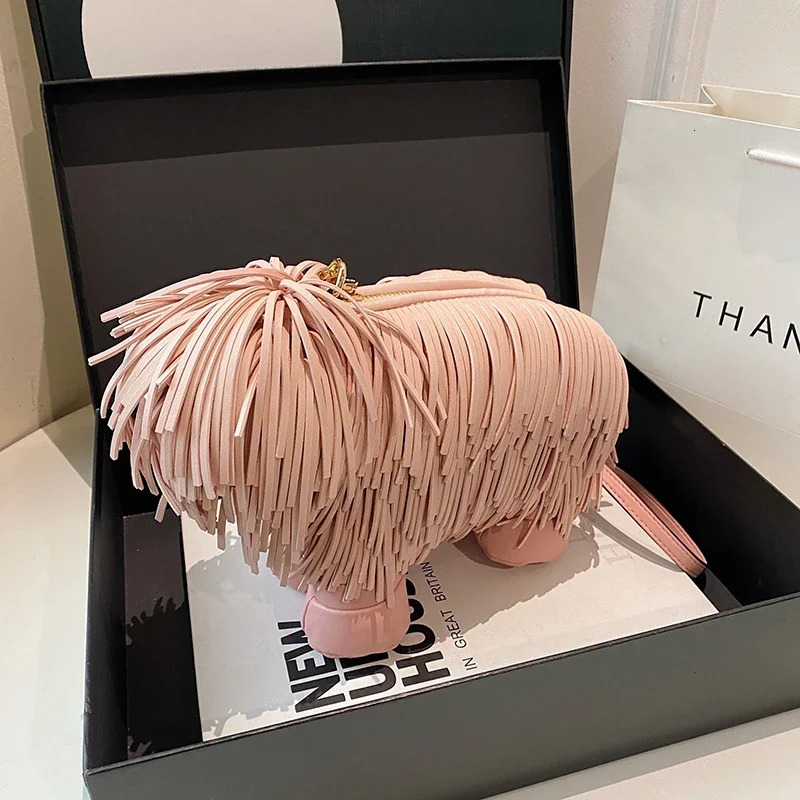 Highend PU Unique Dog Shape Shoulder Bags Personality Super Cool High Quality Tassel Womens Crossbody Bags 2024 Fashion 250218