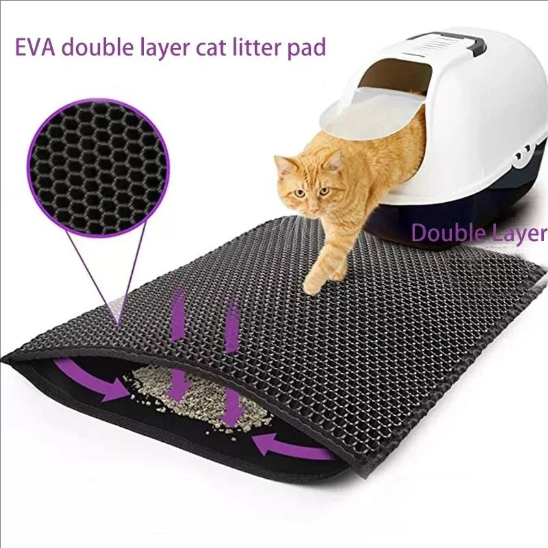 Pet Cat Litter Mat With Gift Double Layer Waterproof Pet Litter Box Mat Non-slip Sand Cat Pad Washable Bed Mat Clean Pad Product