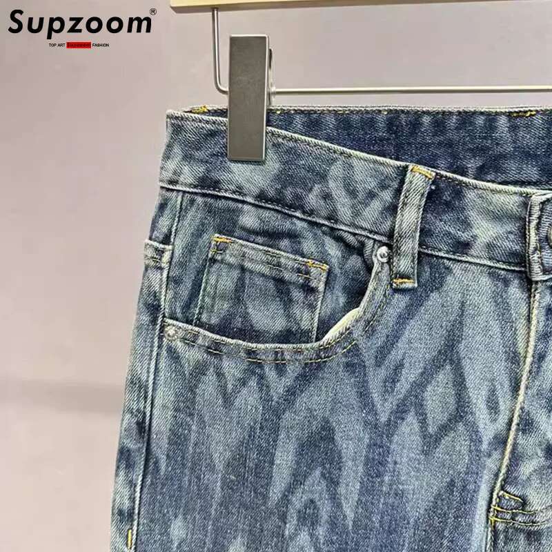 Supzoom New Arrival Hot Sale Top Fashion Autumn Zipper Fly Stonewashed Casual Patchwork Cargo Denim Pockets Cotton Jeans Men