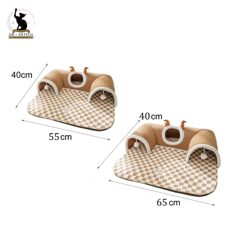 Pet Cat Tunnel Bed House with Peekaboo Plush Ballet Toy Indoor Kitten Tube Accent for Multiple Small Cats for Rabbit