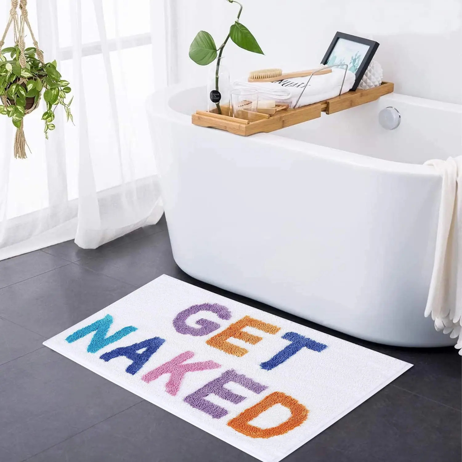 English Get Naked Bath Mat Soft Tufted Bathroom Rugs Bathtub Entrance Doormat Living Room Apartment Home Decor Carpet 250303