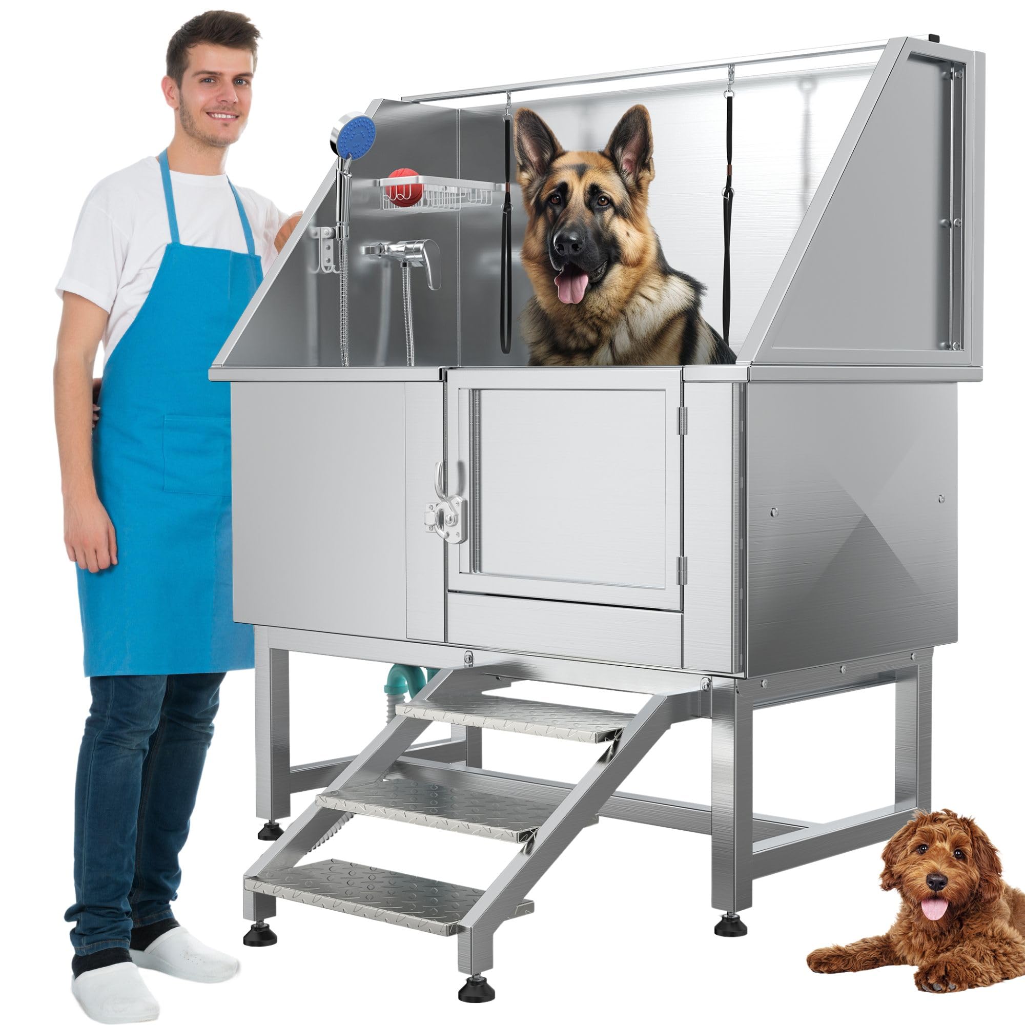 Professional Dog Bathtub 50in, Stainless Steel 304 Dog Bathing Station