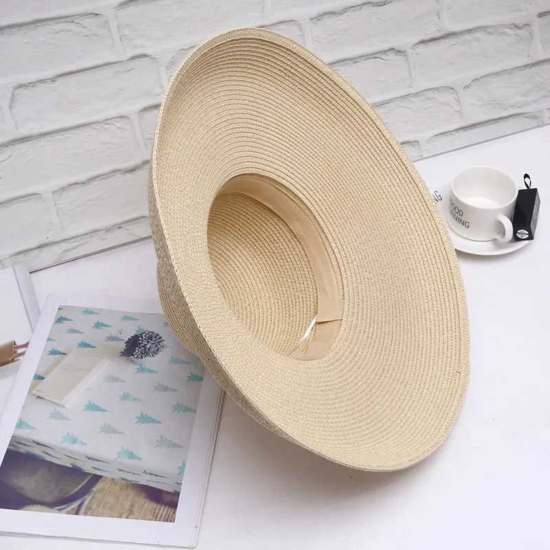 Summer Hepburn Style Sun Hat for Women Girls Vintage Design Str Hat Sun Protection Solid Color Beach Holiday Big Sun CXJ250304