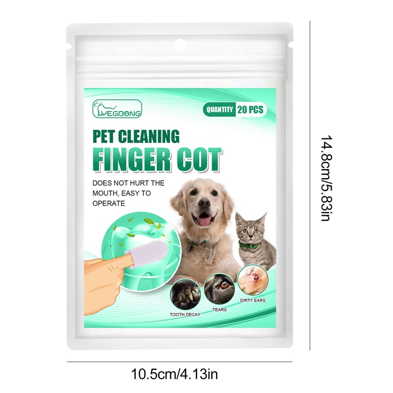 20pcs Pet Disposable Cleaning Wipes Dog Teeth Cleaning Finger Wipes Cat Ear and Eye Beauty Wipes Cat Hygiene and Beauty Products