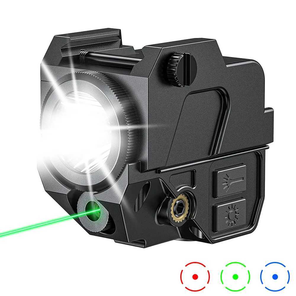 500 Lumens Pistol Light Weapon Light with Green Laser Gun Light Handgun Light Tactical Flashlight Charging for ShootingXJ250303