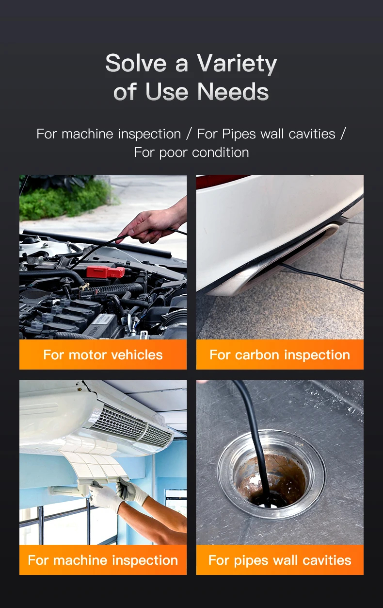 Industrial Endoscope Camera 4 3inch IPS Screen IP67 Waterproof HD1080P 8mm Lens Pipe Sewer Inspection Camera Borescope For Car