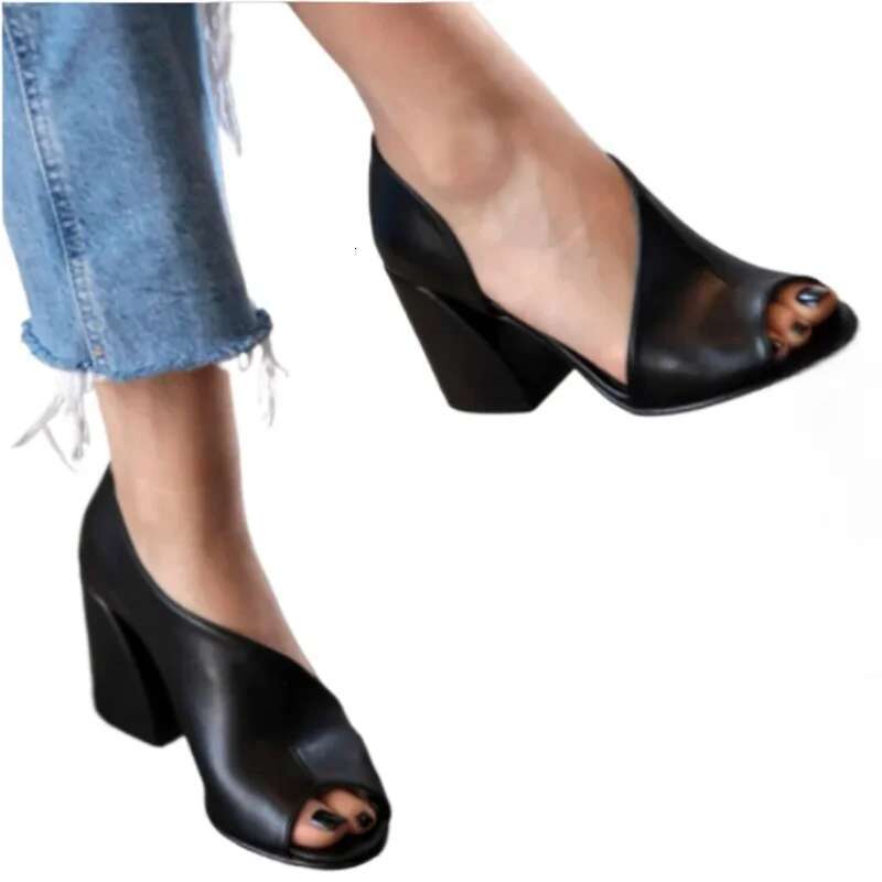 Thick 2025summer new Heel Women Shoes Fashion Fish Mouth Side Air Sandals Platform Casual Comfortable Ladies Sandalias