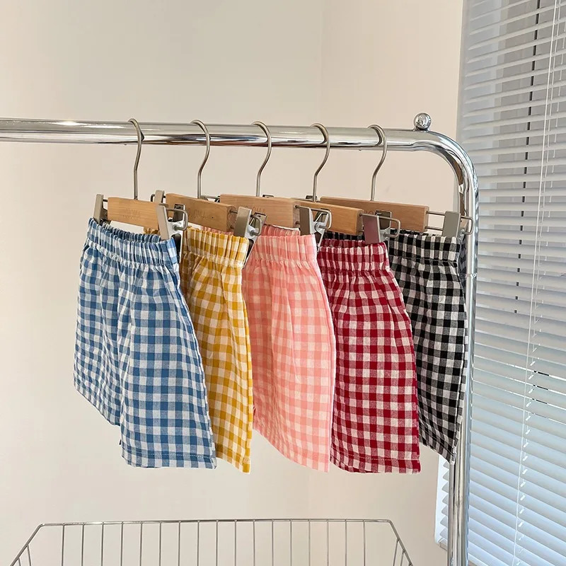 Boys Shorts Plaid Shorts for Kids Summer Children Beach Pants Thin Girls Trousers Baby Casual Shorts Clothing 250304
