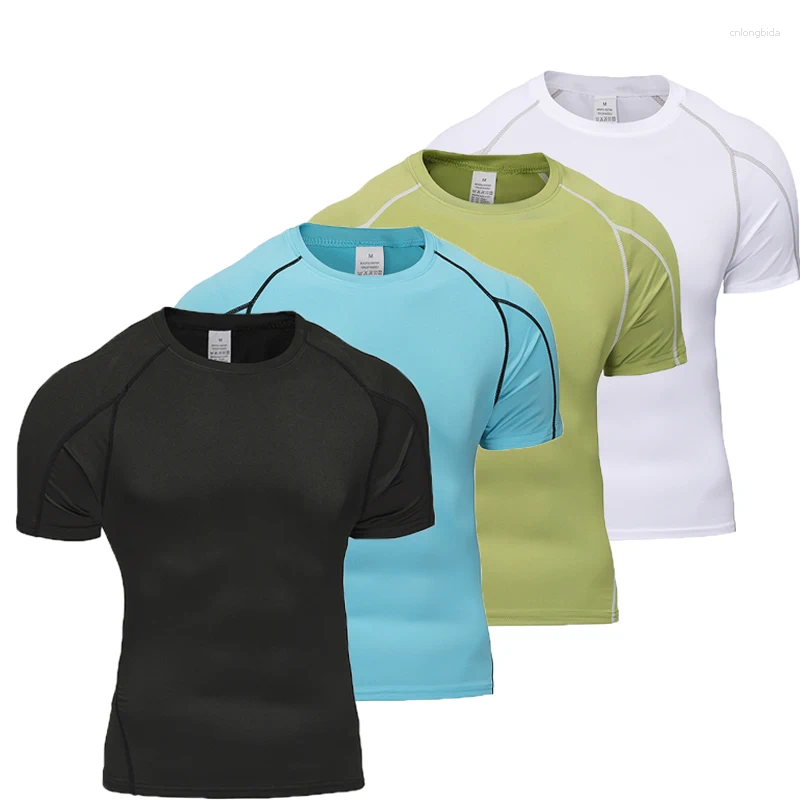 Mens T Shirts: Summer Skinny Tights, Casual Fashion Elastic Tops for Gyms & Track - Short Sleeve Compression Shirts For Men