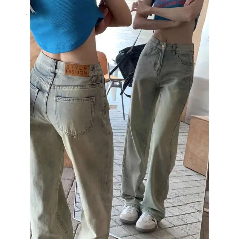Casual High-Waisted Jeans Women's Straight-Leg Draped Pants American Style Vintage Wide-Leg Trousers Spring Autumn Season