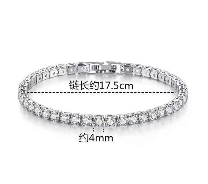 Real 3MM D VVS Moissanite Tennis Bracelet Passes Dia Sparkg Test Solid S Jewelry Wedding Women Gift
