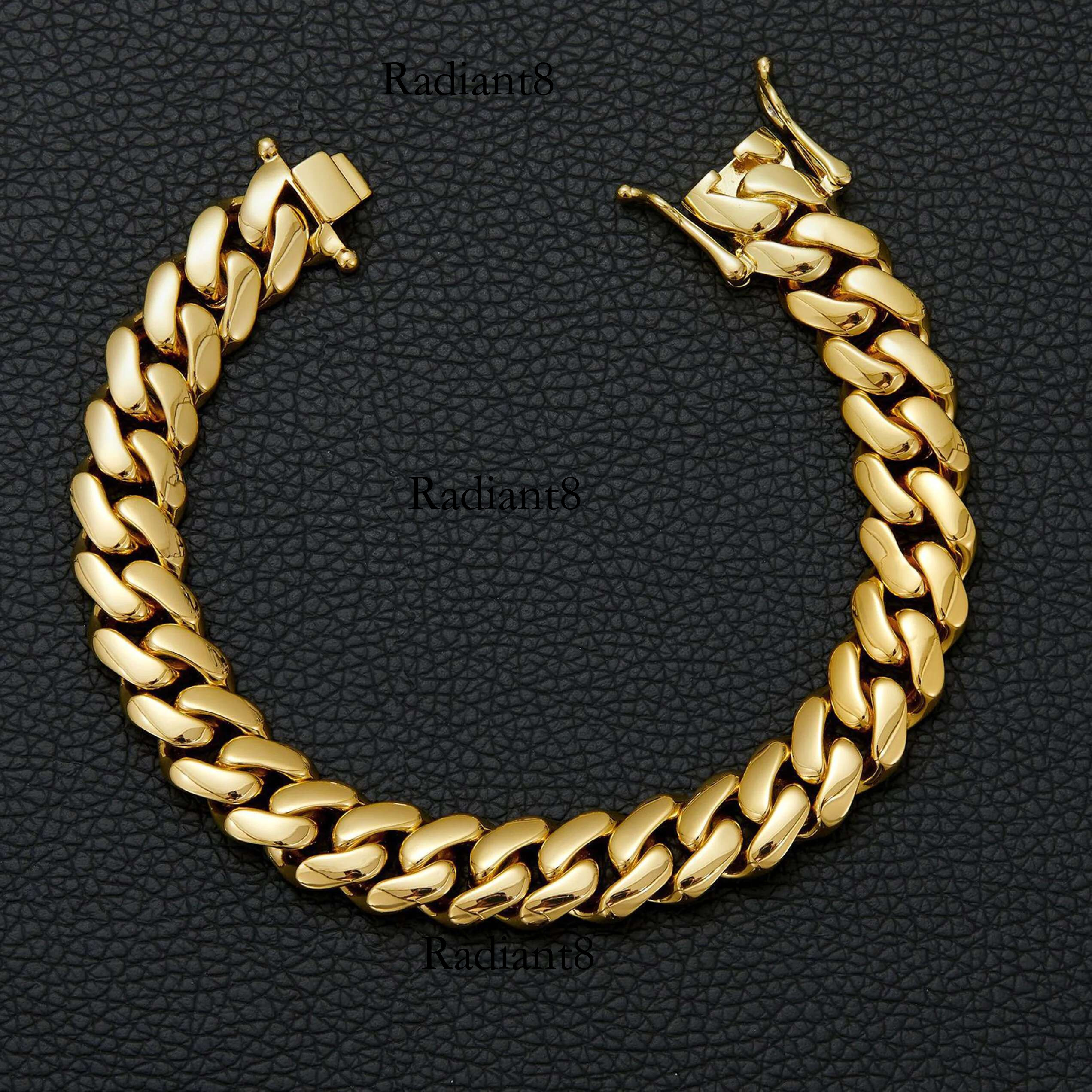 Heavy 10mm-22mm Gold Tone 316L Stainless Steel Miami Curb Chain Nekclace or Bracelet