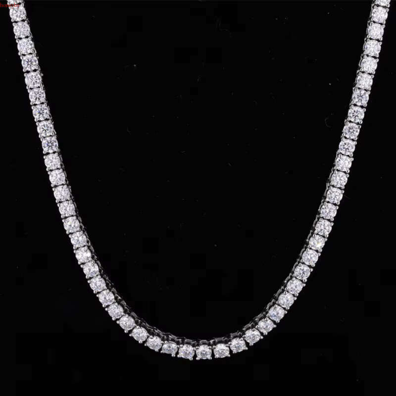 Hot Sale Men Women Moissanite Dia Necklace 3mm-6mm 14K White Gold Tennis Chain