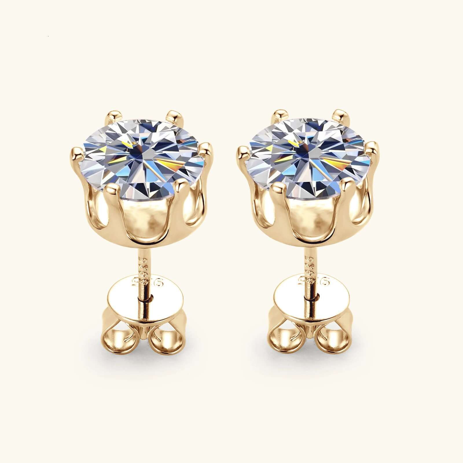 0.1-3 Carat Moissanite Stud Earrings for Women Men D Color Lab Created Dia Earring Sterg Sier Ear Piercing Jewelry