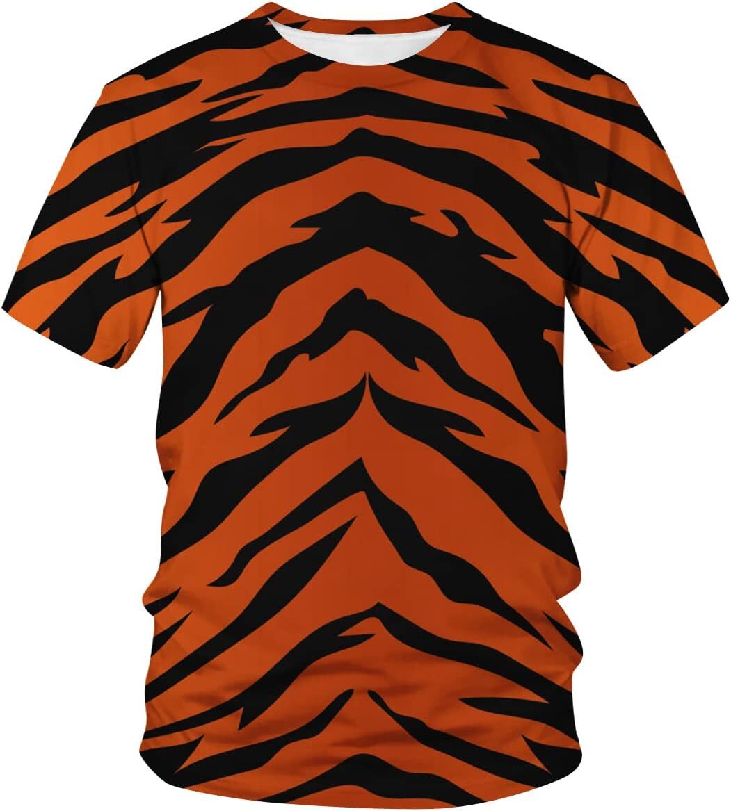 Mens T shirt Mens Novelty Tshirt 3D Tiger Print Graphic Funny T-Shirt tee Casual tops summer clothes