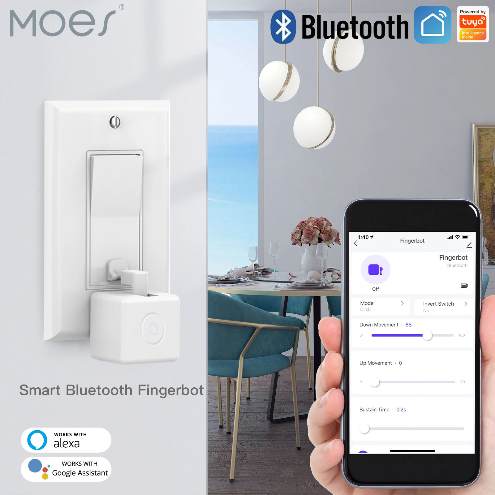 Moes Tuya Fingerbot Button Pusher Bluetooth finger robot Smart Life App automatic switch Voice Control Alexa Google Home 250303