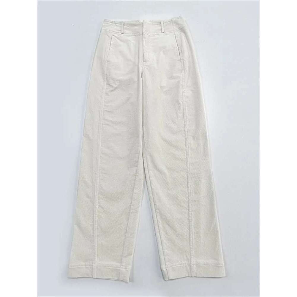 Women Cotton Corduroy High Waist Pants Curved Twisted Seam Autumn And Winter Ladies Zipper Casual Wide Leg Trousers