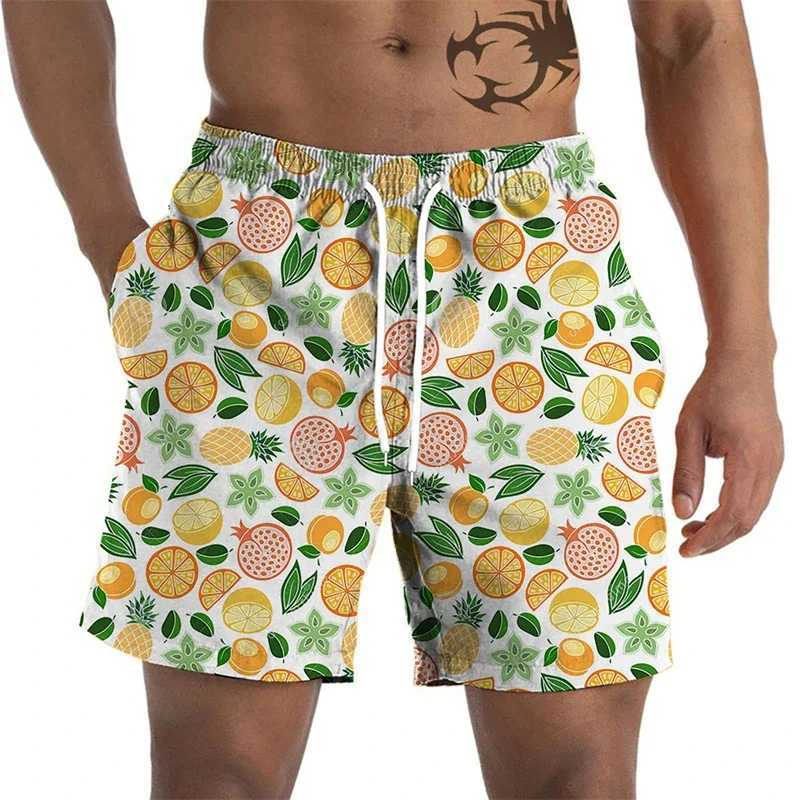 Hawaiian Vacation Beach Shorts For Men Casual Street Short Pants 3D Printed Fruits Pineapple Board Shorts Swimsuit Swim TrunksT250304