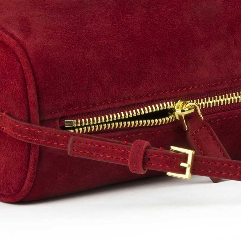 Womens Suede Leather Small Handbag Fashion Red Genuine Sheepskin Shoulder Crossbody Bag Z250303