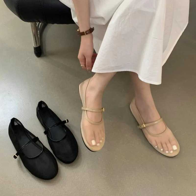 Women's Mesh Mary Jane Flats: Round Toe Buckle Ballet Flats Summer Shallow Shoes New Breathable Hot Comfortable Casual Moccasins