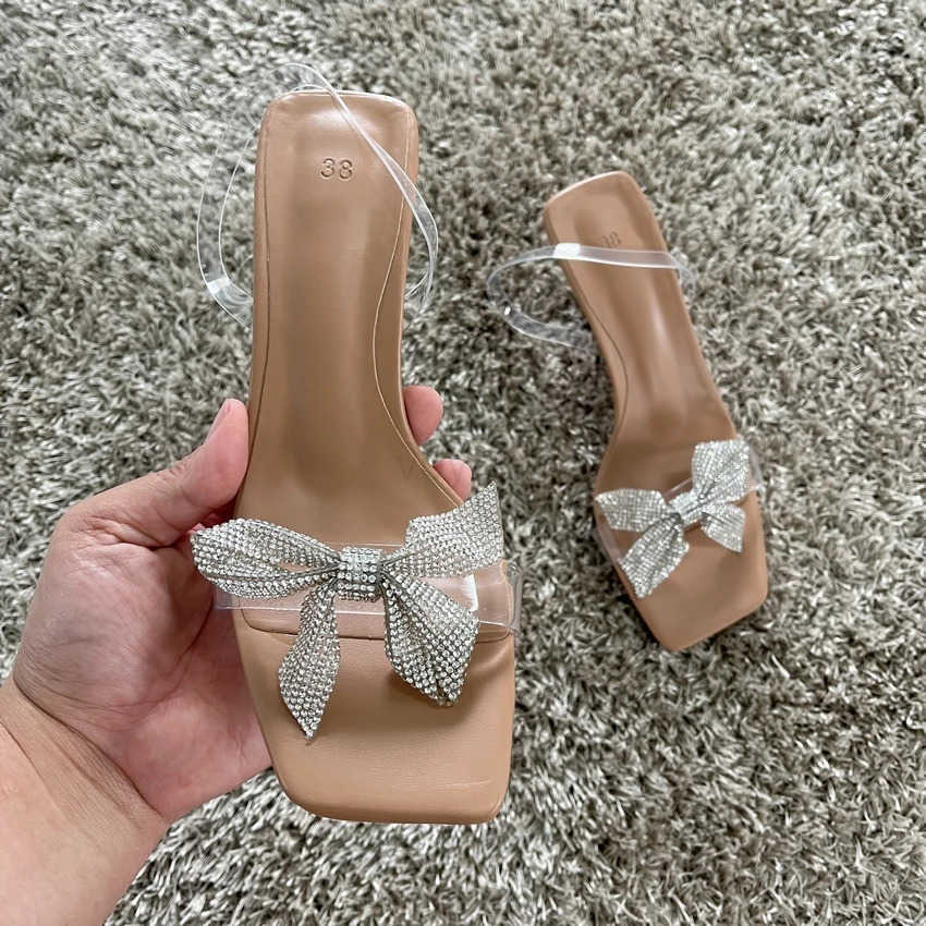 2023 Wan Heeled Sandals Wens Sandals Summer Transparent High H Sandals Elegant Stiletto Slingback Shoes Z250304