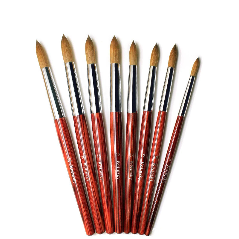 100% pure Kolinsky hair oval nail brush suitable for acrylic applications nail extension tool strip nail drawing pen set 250304