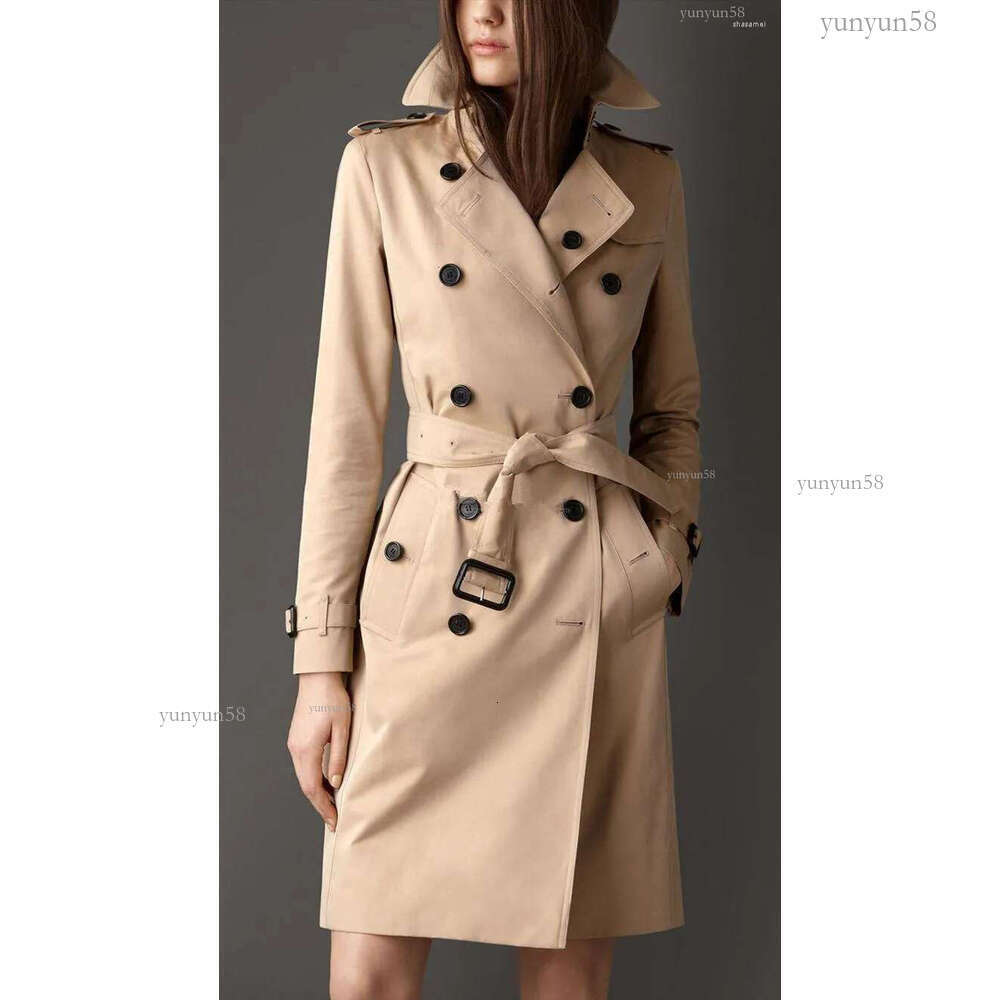 Casual Spring Autumn Trench Coat For Women Plus Size Long Double Breasted Slim Windbreaker Outerwear El