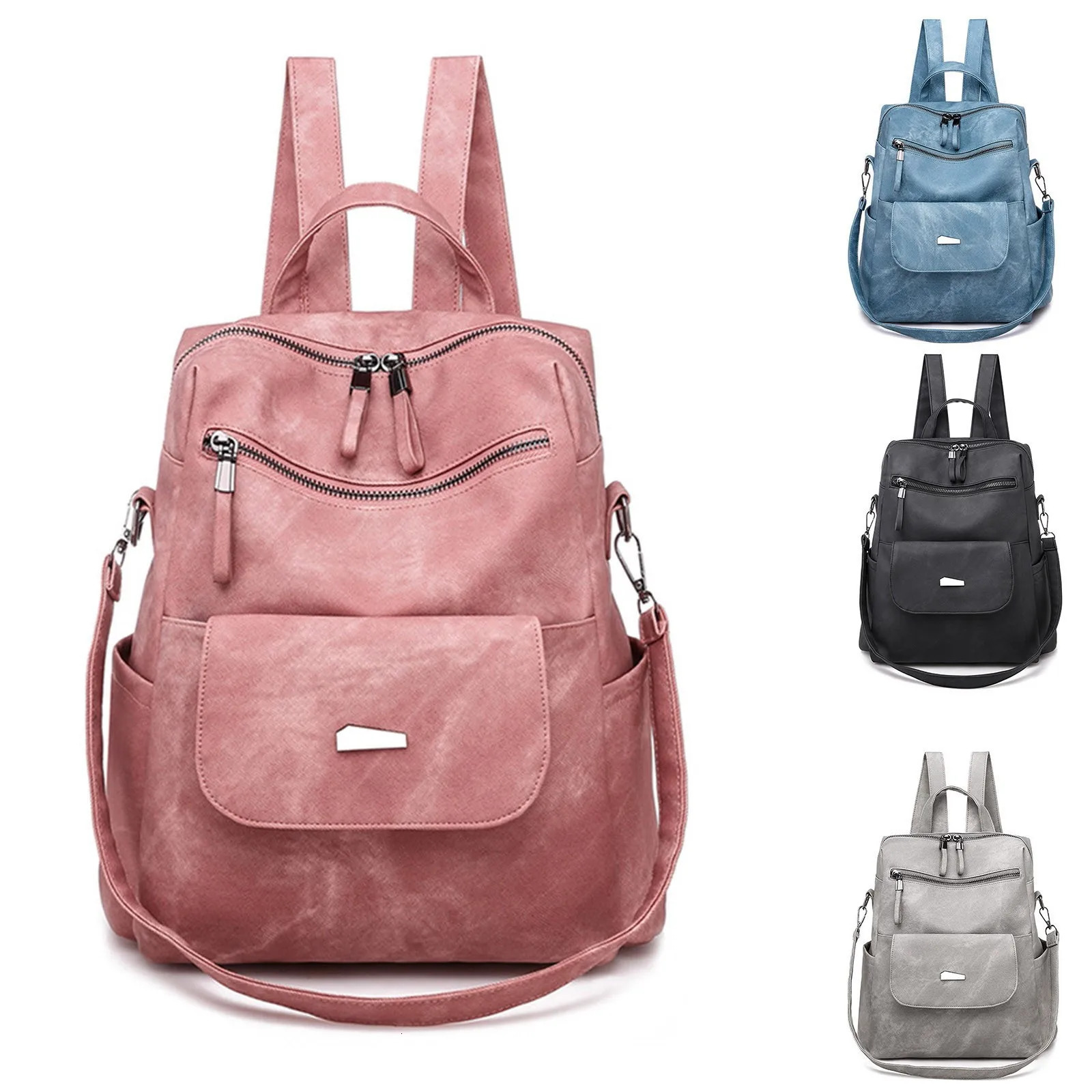 Ship from US Backpack with backpack womens student fashion high school leisure large capacity shoulder strap travel 250304FBB