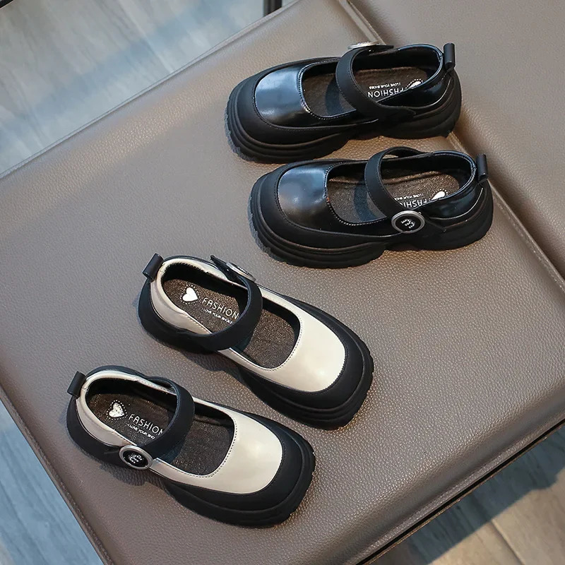 Platform Shoes Girls Loafers Child Thicksoled Fashion Wedding Patchwork Mary Janes Increase Casual Footwear H04041 250303